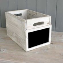 Wooden Greywashed Blackboard Basket